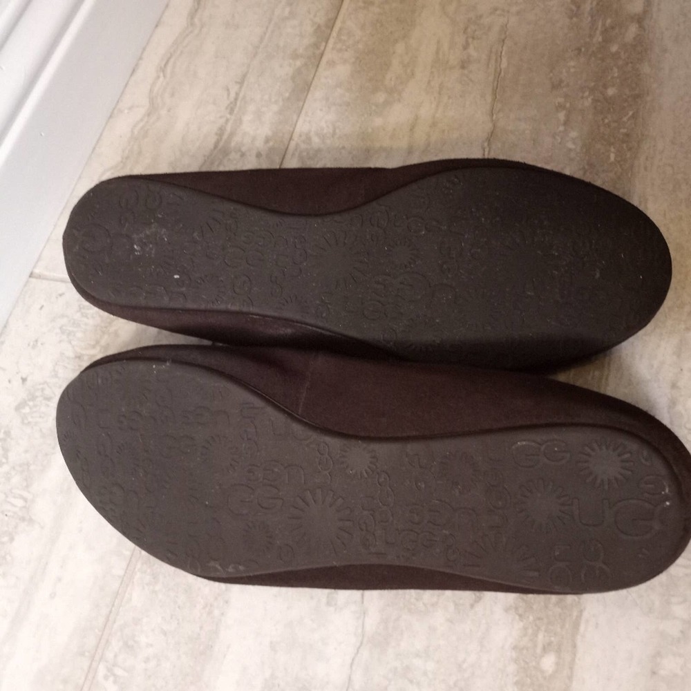 UGG Brown Suede Shearling Lined Flats - Picture 7 of 8